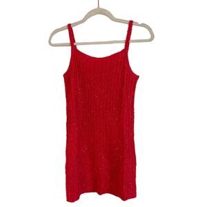 NEW Rumored Pink Sleeveless Ribbed Knit Sequin Palm Beach Mini Dress Size XS